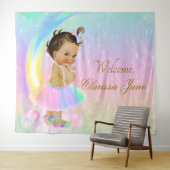 Rainbow Baby Showbackground Banner Ethnic Girl Wandteppich (Beispiel (Horizontal))
