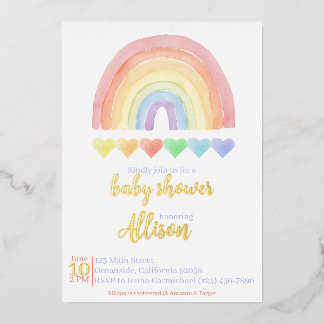 Rainbow Baby Showeinladung Folieneinladung