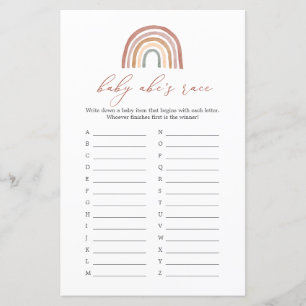 Rainbow Baby Shower Baby ABCs Race Game