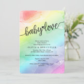 Rainbow Baby Shower Baby Liebe Einladung (Stehend Vorderseite)