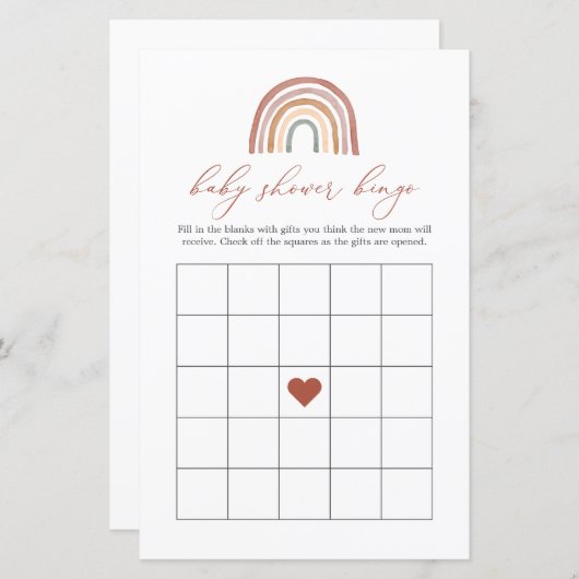 Rainbow Baby Shower Bingo Game (Vorne/Hinten)