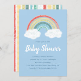 Rainbow Baby Shower Blue Boy Einladung