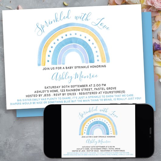 Rainbow Baby Shower Boy Baby Sprinkle Einladung