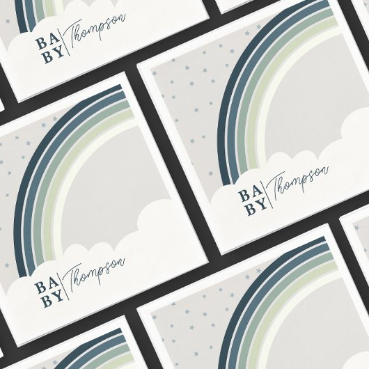 Rainbow Baby Shower Boy Green Blue Serviette