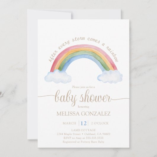 Rainbow Baby Shower Einladung (Vorderseite)