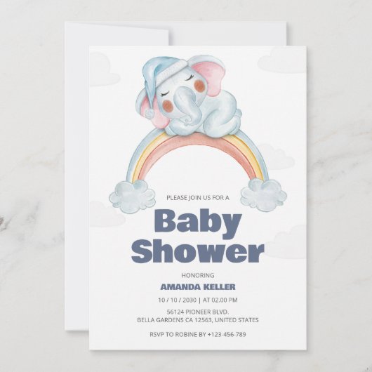 Rainbow Baby Shower Einladung (Vorderseite)
