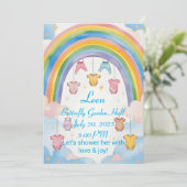 Rainbow Baby Shower Einladung für Mädchen (Stehend Vorderseite)