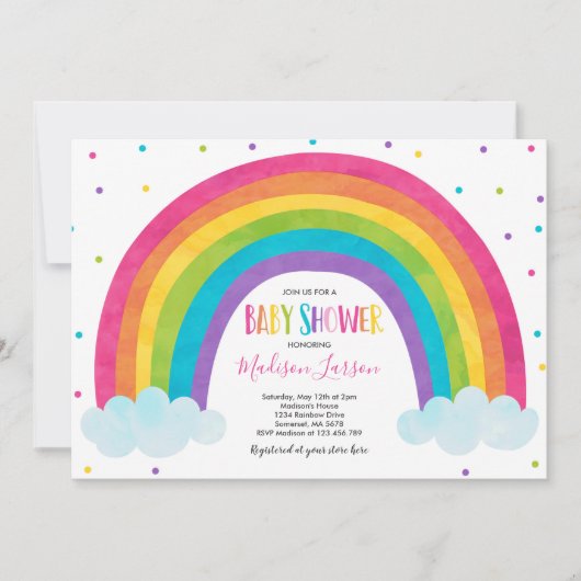 Rainbow Baby Shower Einladung Helle Rainbow Baby (Vorderseite)