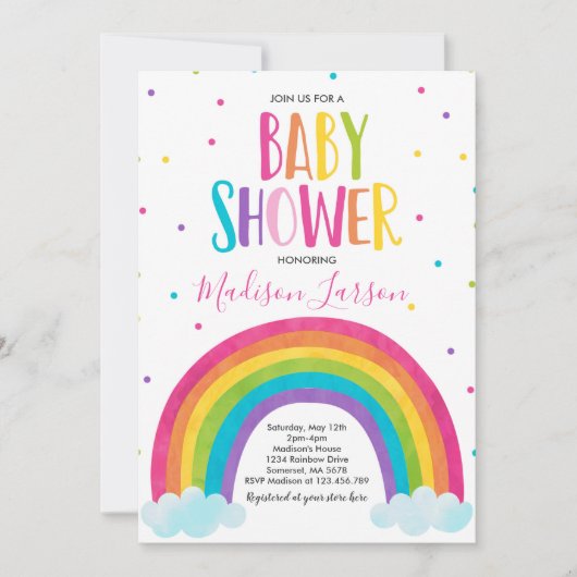 Rainbow Baby Shower Einladung Helle Rainbow Baby (Vorderseite)