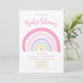 Rainbow Baby Shower Einladung Pastel Rainbow (Stehend Vorderseite)