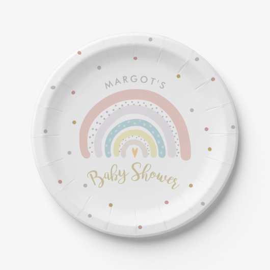 Rainbow Baby Shower Gender Neutral Rainbow Pappteller (Vorderseite)