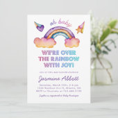 Rainbow Baby Shower Gender Neutral Watercolor Einladung (Stehend Vorderseite)