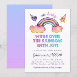 Rainbow Baby Shower Gender Neutral Watercolor Einladung