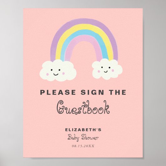 Rainbow Baby Shower Girl Pink Unterschreiben Sie d Poster (Vorne)