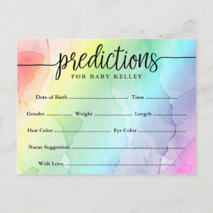 Rainbow Baby Shower Predictions Card Postkarte