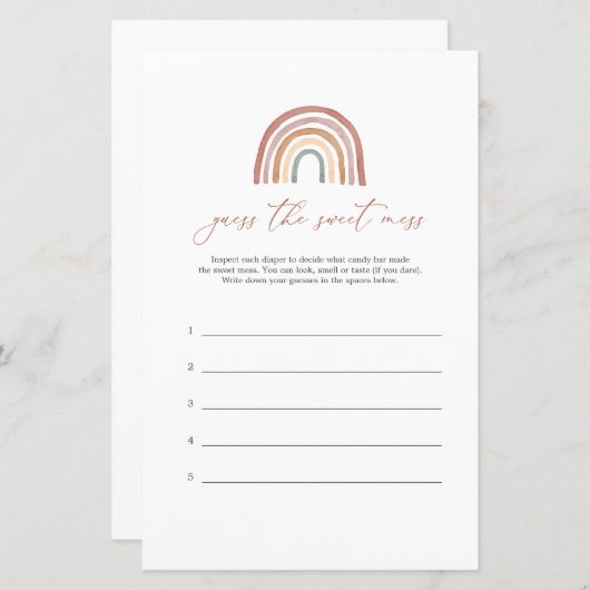 Rainbow Baby Shower rät das Baby Sweet Mess Game (Vorne/Hinten)