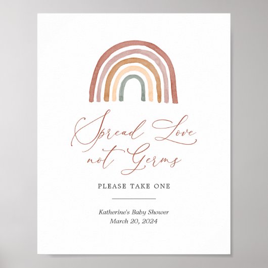 Rainbow Baby Shower Sanitizing Station Schild (Vorne)