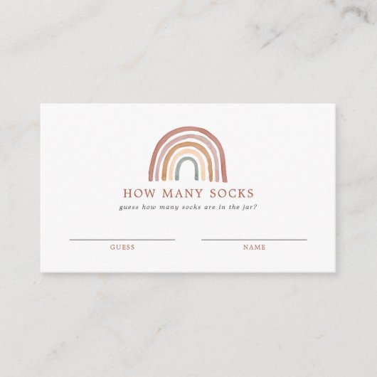 Rainbow Baby Shower schätzt wie viele Socken Card Begleitkarte (Vorderseite)