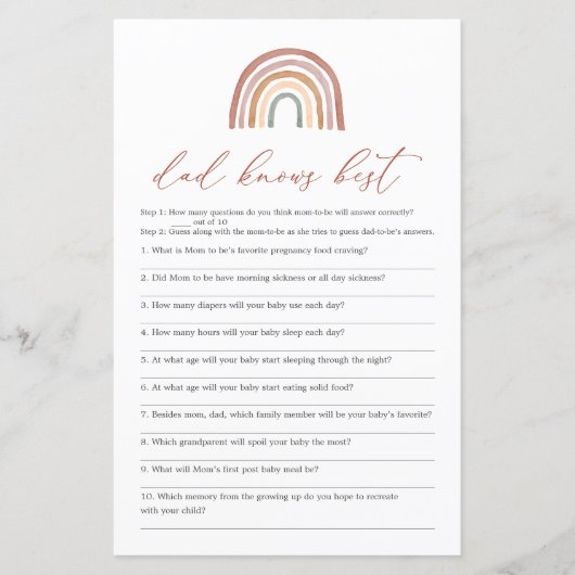 Rainbow Baby Shower Vater kennt das beste Spiel (Vorderseite)