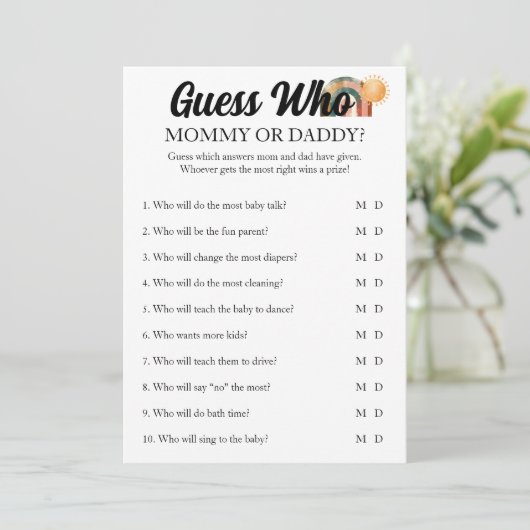 Rainbow Baby Showman rät, wer das Spiel macht Einladung (Stehend Vorderseite)