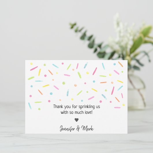 Rainbow Baby Sprinkle Confetti Neutral Dankeskarte (Stehend Vorderseite)