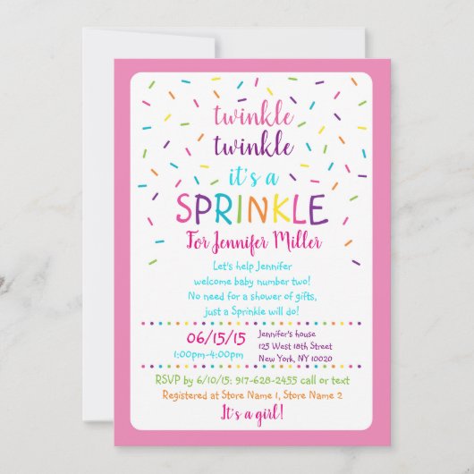 Rainbow Baby Sprinkle Einladung (Vorderseite)