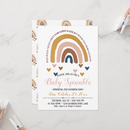 Rainbow Baby Sprinkle Gender Neutral Dusche Einladung (Vorderseite/Rückseite Beispiel)
