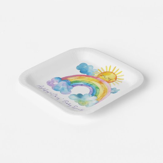 Rainbow Baby Sprinkle Pappteller (Gewinkelt)