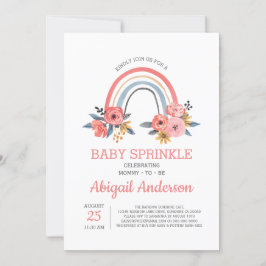 Rainbow Baby Sprinkle Stylish Modern Floral Einladung