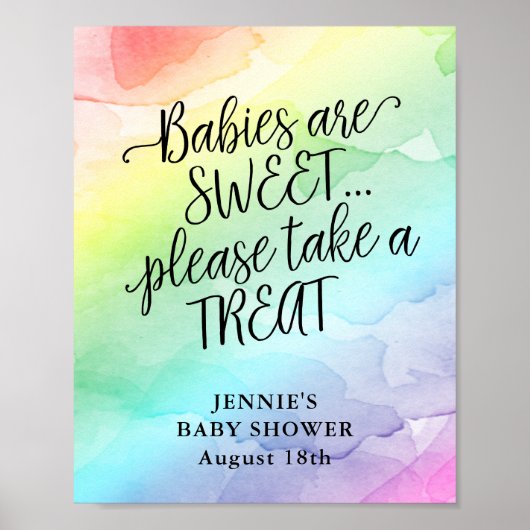 Rainbow Baby Watercolor Babydusche Gefallen Displa Poster (Vorne)