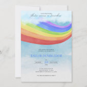 Rainbow Baby Watercolor Pastel Farbige Dusche Einladung (Vorderseite)