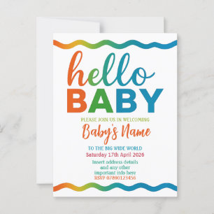 Rainbow-Babydusche personalisiert einladen Postkarte