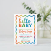 Rainbow-Babydusche personalisiert einladen Postkarte (Stehend Vorderseite)