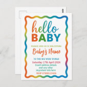 Rainbow-Babydusche personalisiert einladen Postkarte (Vorne/Hinten)