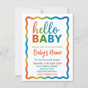 Rainbow-Babydusche personalisiert einladen Postkarte