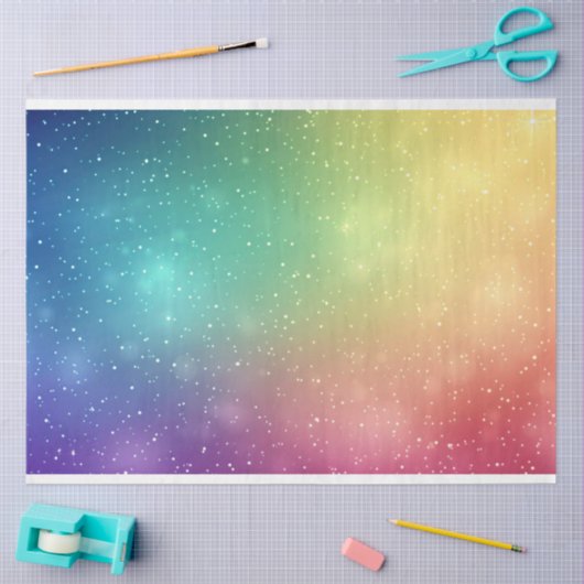 Rainbow Background with Stars Decoupage Seidenpapier (Basteln)