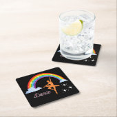 Rainbow Ballerina Dance Rechteckiger Pappuntersetzer (Vor Ort)