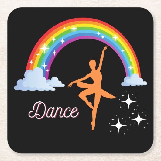 Rainbow Ballerina Dance Rechteckiger Pappuntersetzer (Vorderseite)