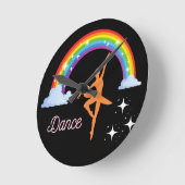 Rainbow Ballerina Tanz Runde Wanduhr (Winkel)