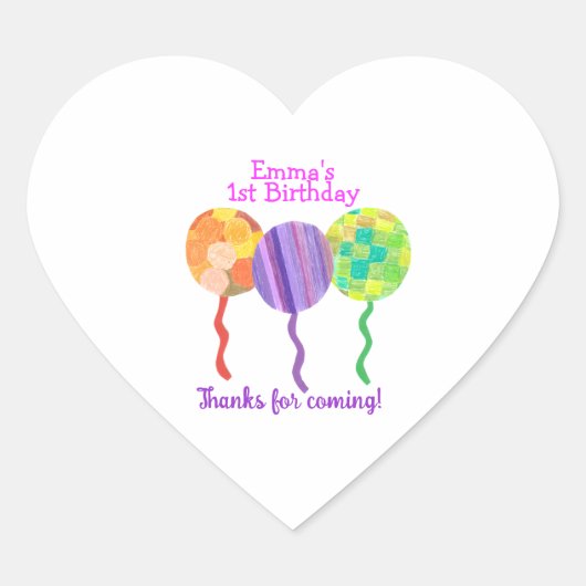 Rainbow balloon 1st birthday sticker (Vorderseite)