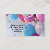 Rainbow Balloon Arch Artist Geburtstagspartplaner Visitenkarte (Rückseite)