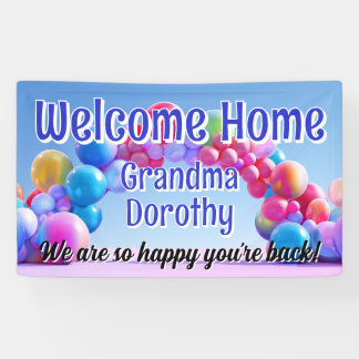 Rainbow Balloon Arch Custom Welcome Zuhause Sign Banner