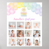 Rainbow Balloon Birthday Foto Milestone Zeichen Poster (Vorne)