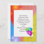 Rainbow Balloon Bokeh Invite Einladung (Rückseite)