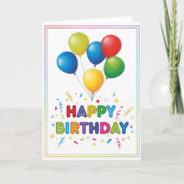 Rainbow Balloon Celebration – Happy Birthday Card Karte
