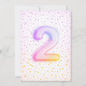 Rainbow Balloon Letter Number Two Birthday Einladung (Rückseite)
