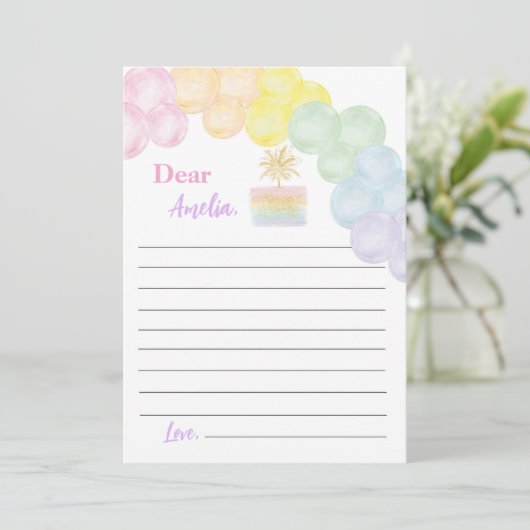 Rainbow Balloon Time Capsule Note Card Dankeskarte (Stehend Vorderseite)