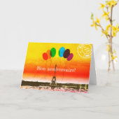 Rainbow Balloon und Eiffelturm Karte (Gelbe Blume)