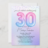 Rainbow Balloons 30. Geburtstag Einladung (Vorderseite)