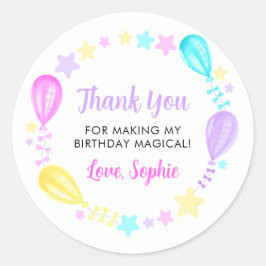 Rainbow Balloons and Stars Vielen Dank Runder Aufkleber